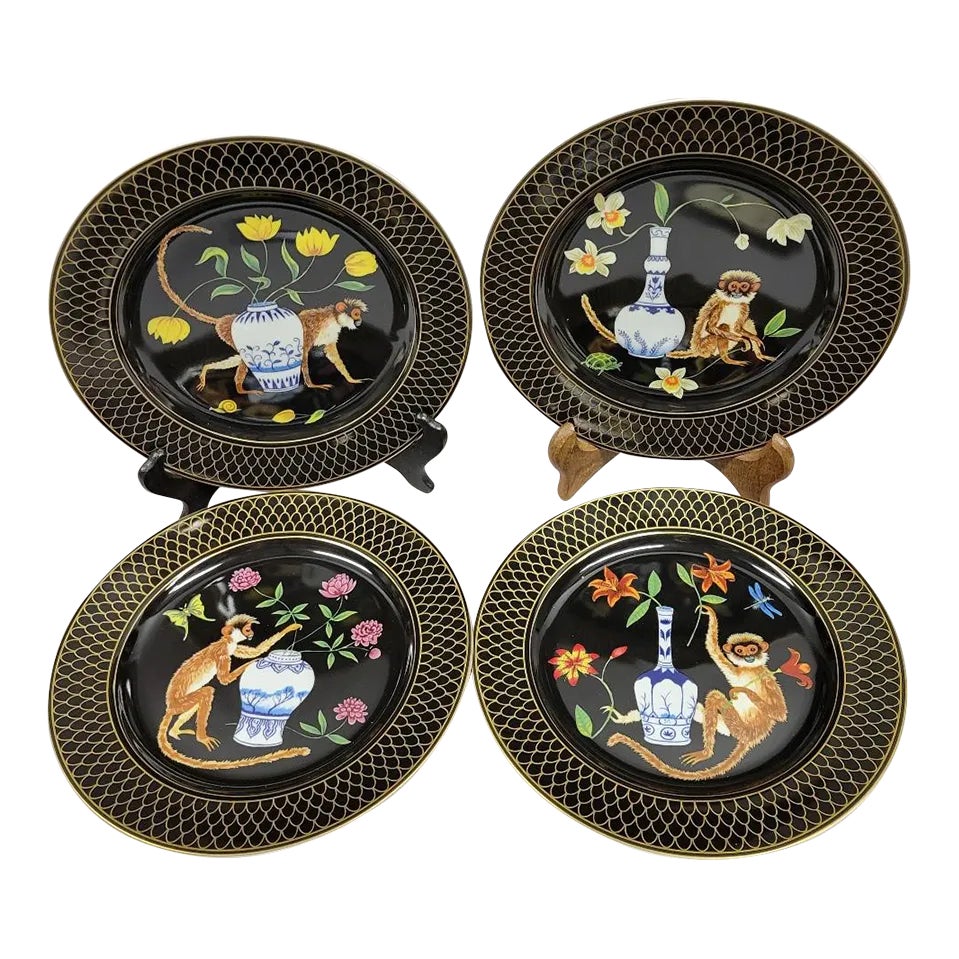 LYNN CHASE リンチェイスmonkey garden2枚セット プレート Lynn Chase Monkey Garden Decorative Dinner Plates - Set of 4