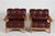 Mid-Century Modern Brutalist Lounge Chairs in Oak and Reddish Brown Leather, 1970s, Set of 2 For Sale - Image 3 of 17