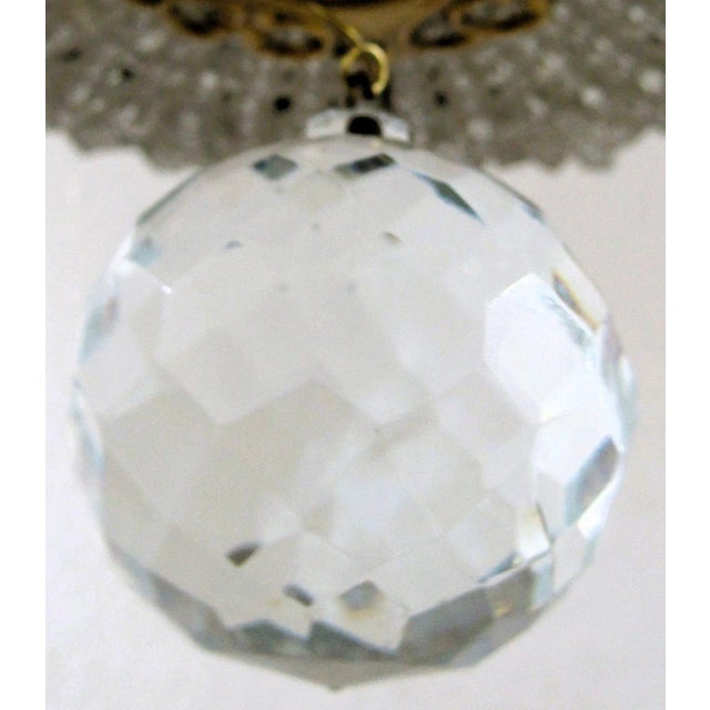 19th Century French Restored Round Crystal Prism Three Light Flush Mount Ceiling For Sale - Image 10 of 14