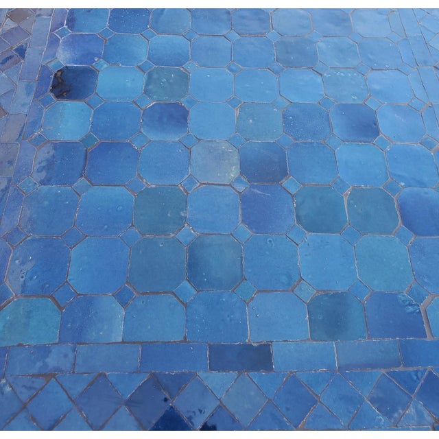 Metal 48" Rectangular Moroccan Mosaic Table in Petrol Blue For Sale - Image 7 of 8