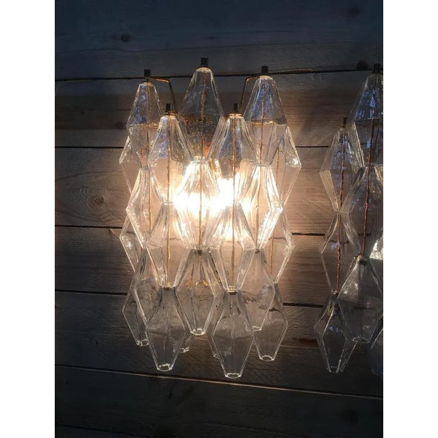 Murano Glass Poliedri Sconces with Gold 24 Karat Metal Frame from Simoeng, Set of 2 For Sale - Image 6 of 12