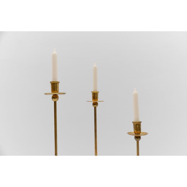 Mid 20th Century Mid-Century Modern Brass Candleholders, 1960s, Set of 3 For Sale - Image 5 of 11