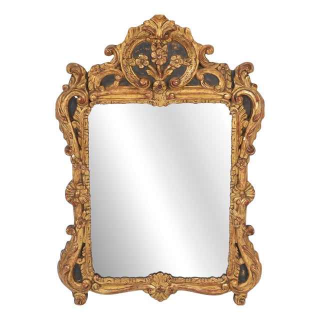 Antique French Giltwood Overmantel Rococo Mirror, 1700s For Sale