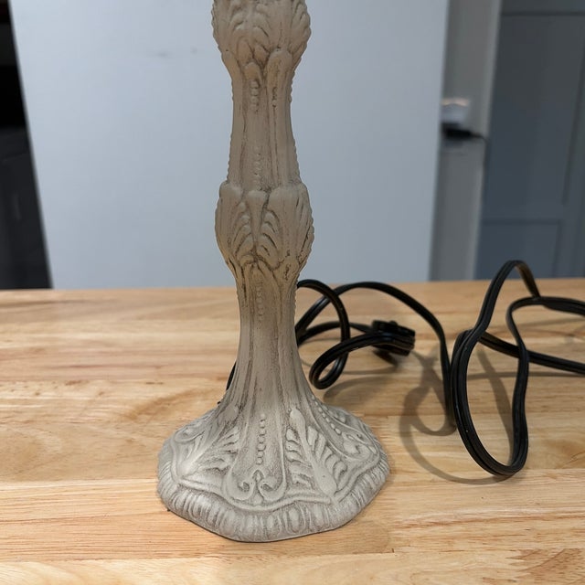 1920s Iron Lamp With Gorgeous Rare Marbelized Art Glass Shade For Sale - Image 4 of 6