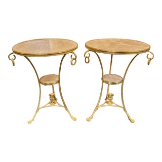 Pair of Neo-Classical Gilt Bronze and Marble Side Tables For Sale