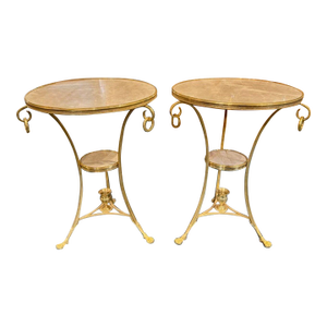 Pair of Neo-Classical Gilt Bronze and Marble Side Tables