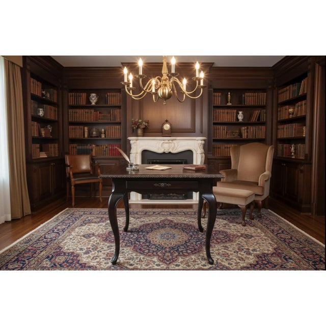 French Louis XV Style Writing Table – Hand-Carved Gadrooned Edge & Cabriole Legs For Sale - Image 9 of 9