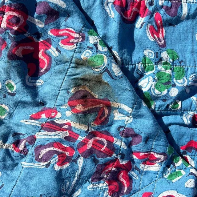 Vintage Egyptian Matelasse Quilted Coverlet or Throw in Blue and Yellow For Sale In Oklahoma City - Image 6 of 8