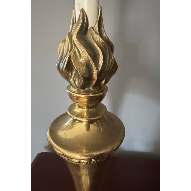 1980s 1980s Neoclassical Brass Olympic Torch Lamps For Sale - Image 5 of 7