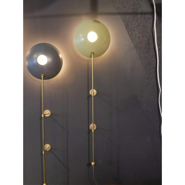 Blueprint Lighting Blueprint Lighting Large "Pop" Brass + Light Green Enamel Wall Sconce For Sale - Image 4 of 5