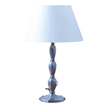 Art Deco Pewter Table Lamp, 1920s For Sale