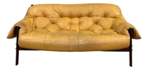 1960s Yellow Leather Mp-41 Brazilian Loveseat Sofa Attributed to Percival Lafer