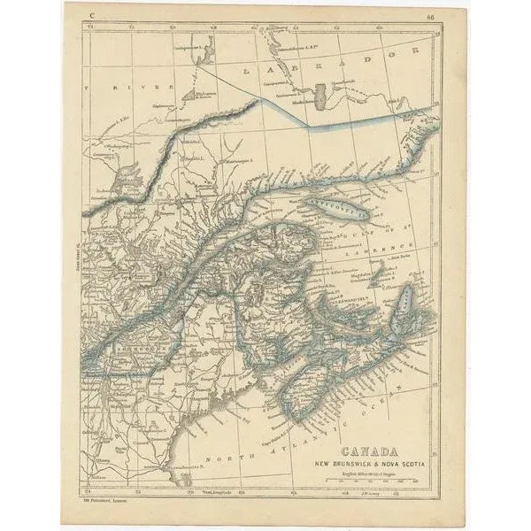 Antique Maps of Canada, New Brunswick and Nova Scotia by Lowry, 1852, Set of 2 For Sale - Image 3 of 5