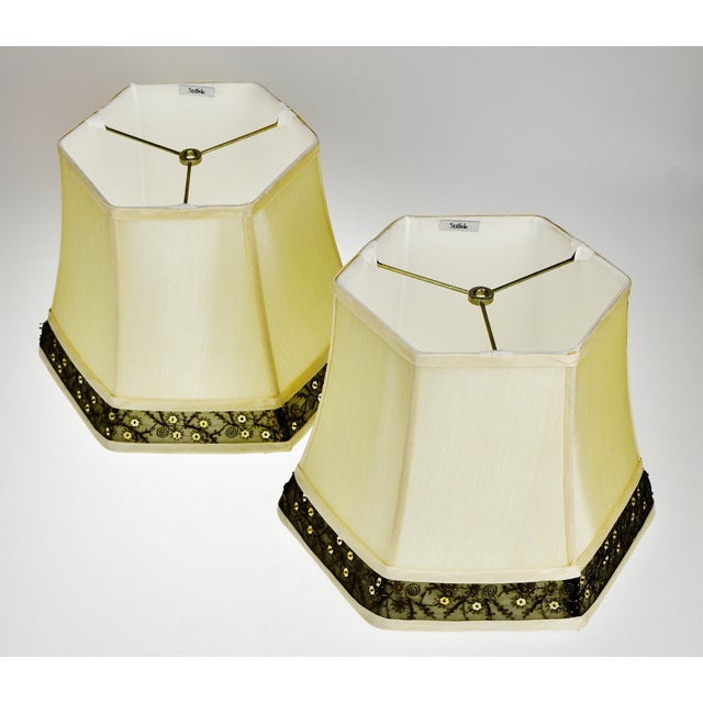 Vintage Stiffel Hexagon Bell Shaped Lamp Shades W/ Decorative Trim a Pair Chairish