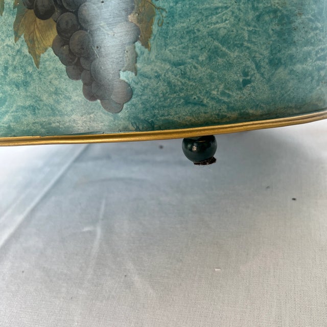 Italian Green Metal Oval Shape Planter With Grape Design For Sale In Dallas - Image 6 of 11