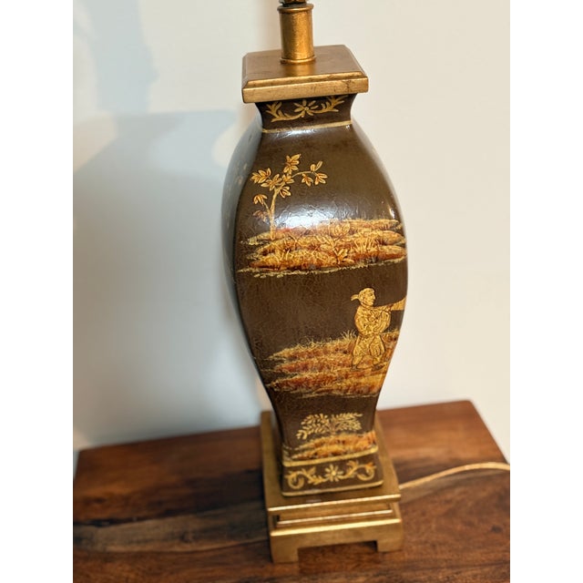 Chinoiserie Vintage Frederick Cooper Chinoiserie Ceramic Satsuma Style Table Lamp For Sale - Image 3 of 9