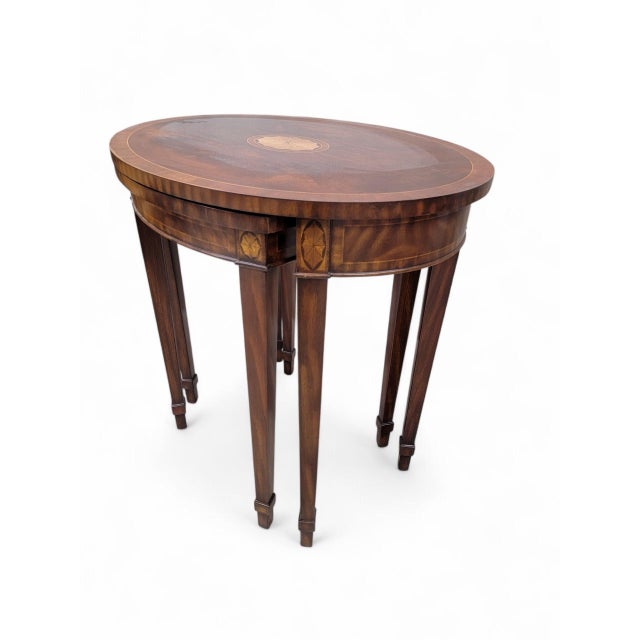 Neoclassical Vintage Regency Style Inlaid Nesting Tables by Maitland Smith For Sale - Image 3 of 12