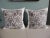 White Vintage Fortuny Alderelli Fabric in Midnight and White Decorative Square Pillows- a Pair For Sale - Image 8 of 8