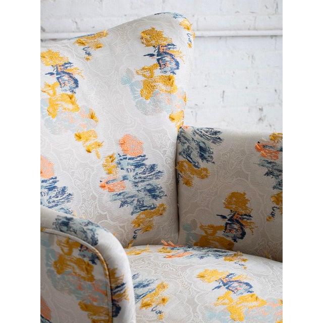 Textile Mid-Century Accent Chair in Dedar Milano, ‘Say Goodbye Flora’ For Sale - Image 7 of 10