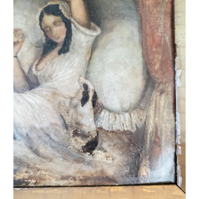 19th Century French or Continental Interior Genre Scene of a Lady With Dog, Oil on Tin For Sale - Image 10 of 15