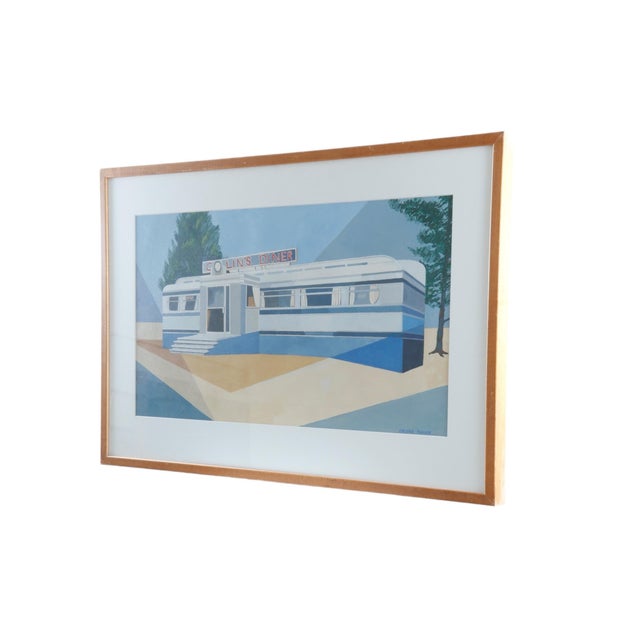A mid-century modern gouache on paperboard painting by listed artist Virginia Hanson (1935 - 2011), of Sarasota, FL,...