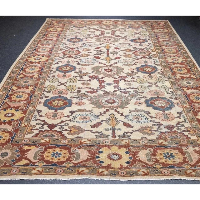 Red Antique Persianl Mahal Sultanabad Rug 8'6'' X 11'1'' For Sale - Image 8 of 10