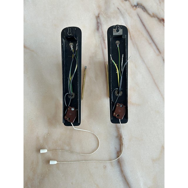 Mid-Century Modern Scandinavian Milk Glass and Brass Wall Lights, Denmark, 1960s, Set of 2 For Sale - Image 13 of 18