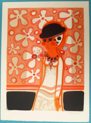 Frédéric Menguy, Jeune femme au chapeau, Lithograph