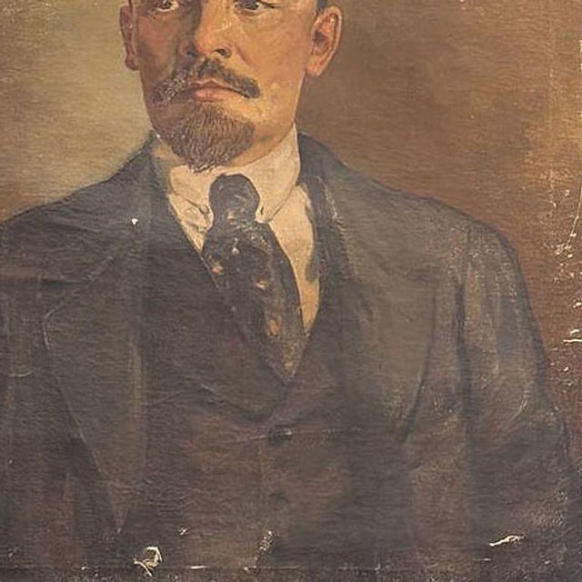 Portraiture 1930s Vladimir Lenin Oil on Canvas Portrait For Sale - Image 3 of 5