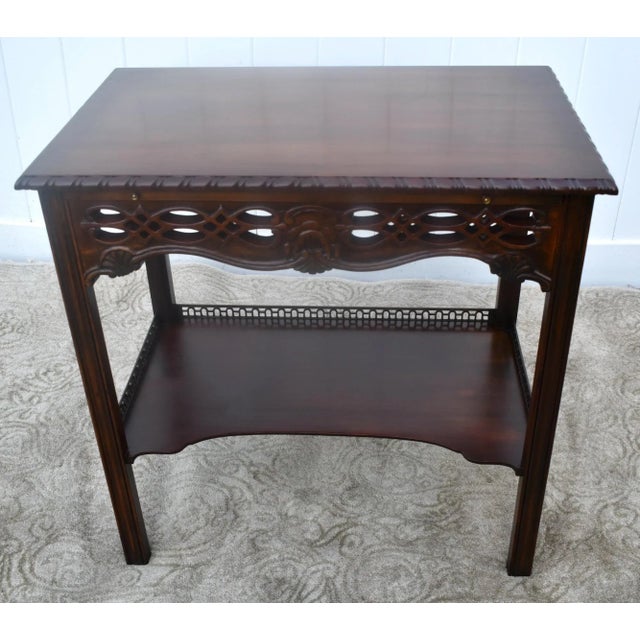 Wellington Hall Mahogany Table Vintage Edwardian Writing Chippendale Tea Desk For Sale - Image 4 of 13