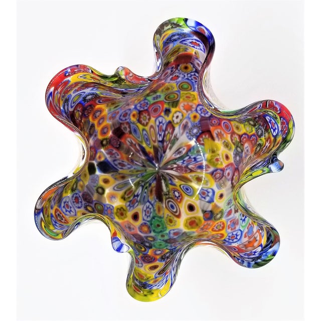 Vintage Murano Glass Hankerchief Vase - Millifiori and Gold by Campanella- Signed - Italy Italian Palm Beach Boho Chic Mid Century Modern For Sale - Image 12 of 13