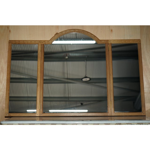 Vintage Tri-Folding Dressing Table Mirror by Robert Mouseman Thompson, 1970s For Sale - Image 9 of 14