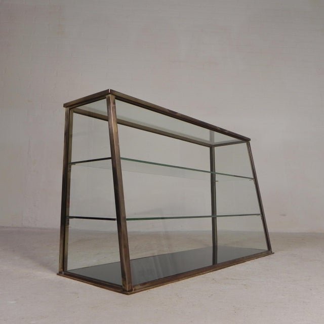 Glass Counter Display Case with a Brass Frame and Glass Shelves, 1930s For Sale - Image 18 of 18