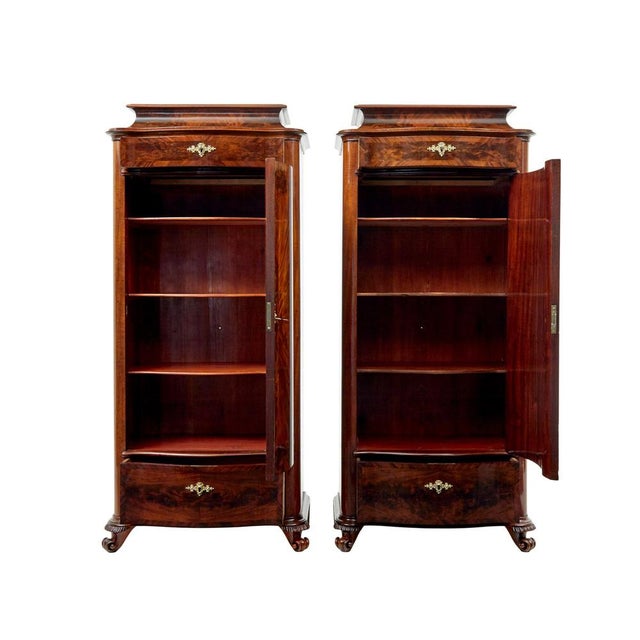 Late 19th Century Antique Scandinavian Serpentine Shaped Cabinets, 1880, Set of 2 For Sale - Image 5 of 13
