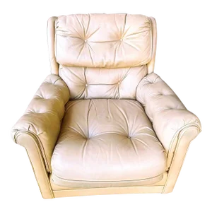 Light Tan Tufted Lounge Chair Made in 1988 by Classic Leather of Hickory, North Carolina