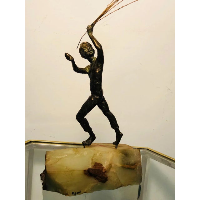Mid Century Bronze Sculpture of Boy Holding Colorful Balloons by Curtis Jere For Sale In Philadelphia - Image 6 of 8