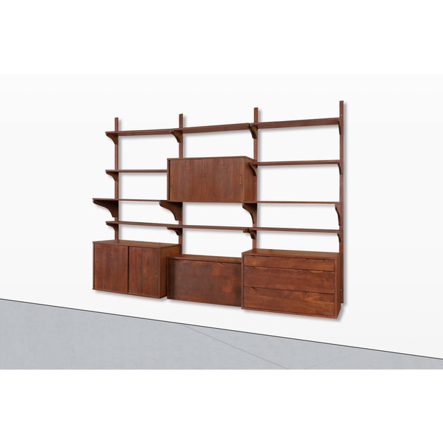Mid-Century Modern Modular Walnut Wall Unit by Noral Olson for Kopenhavn For Sale - Image 9 of 14