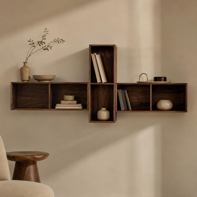 Arcuno Solid Walnut Floating Nightstand For Sale - Image 10 of 11