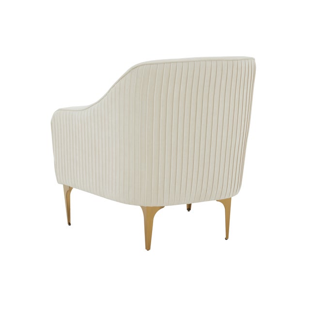 Boho Chic Serena Cream Velvet Accent Chair For Sale - Image 3 of 6