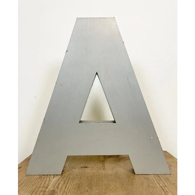 1970s Large Vintage Grey Iron Facade Letter A, 1970s For Sale - Image 5 of 11