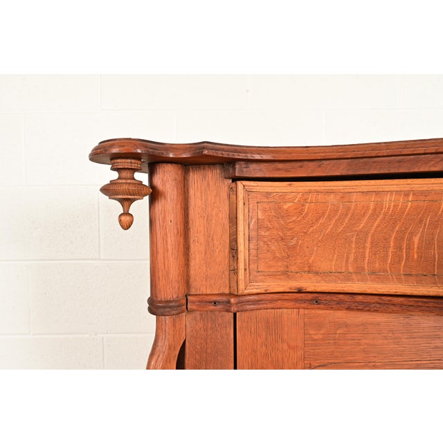 Antique Victorian Carved Oak Wardrobe or Armoire Dresser, Circa 1890s For Sale - Image 10 of 17
