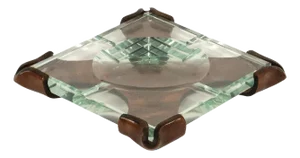 Midcentury Modern Squared Ashtray in Leather and Glass by Cap, 1970s