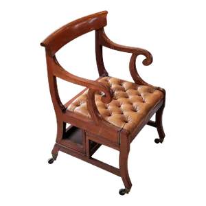 Early 19th Century English Mahogany Folding Library Steps Chair
