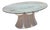 Vintage Hollywood Regency Style Flower Pencil Reed Rattan Pedestal Dining Table With Oval Glass Top For Sale