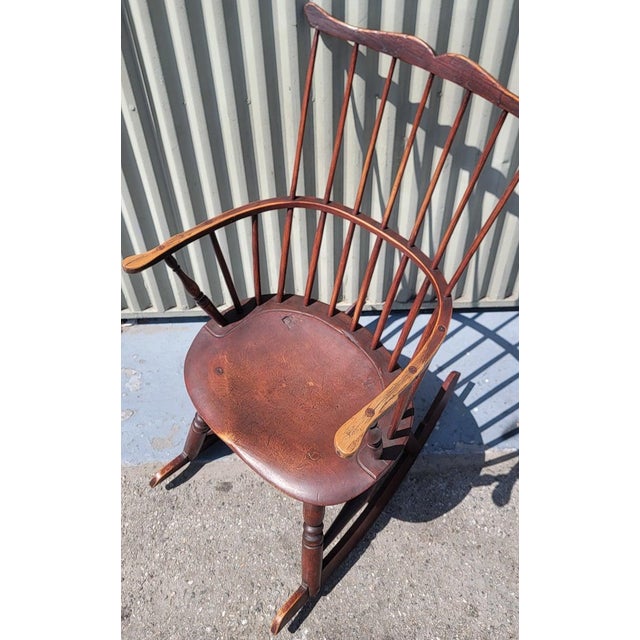 19Thc High Back Windsor Rocking Chair For Sale - Image 4 of 7