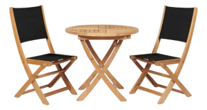 Hi Teak Stella Black Teak Patio Round Bistro Set 3pc