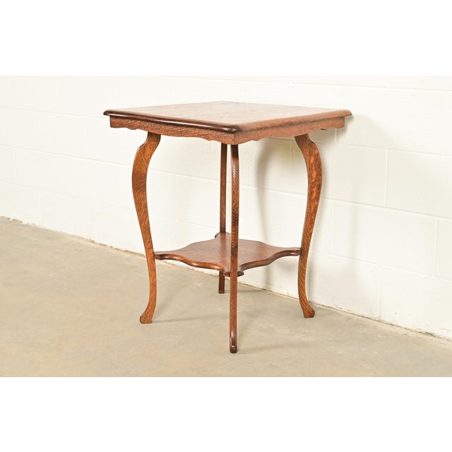 Antique Victorian Carved Oak Parlor Table or Side Table, Circa 1900 For Sale - Image 4 of 11