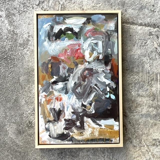 Early 21st Century Vintage Boho Original Abstract Oil Painting on Canvas For Sale - Image 5 of 9
