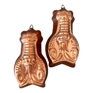 1970s Small Copper Lobster Jello Mold Pair For Sale