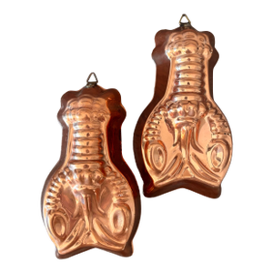 1970s Small Copper Lobster Jello Mold Pair